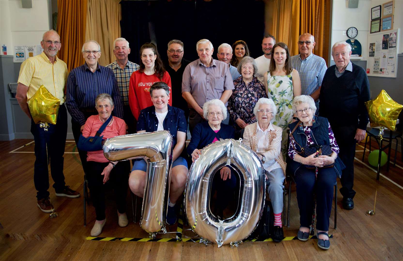 Nan Duncan (front centre) joined with the community to celebrate the Foveran Hall's 70th. Picture: Phil Harman