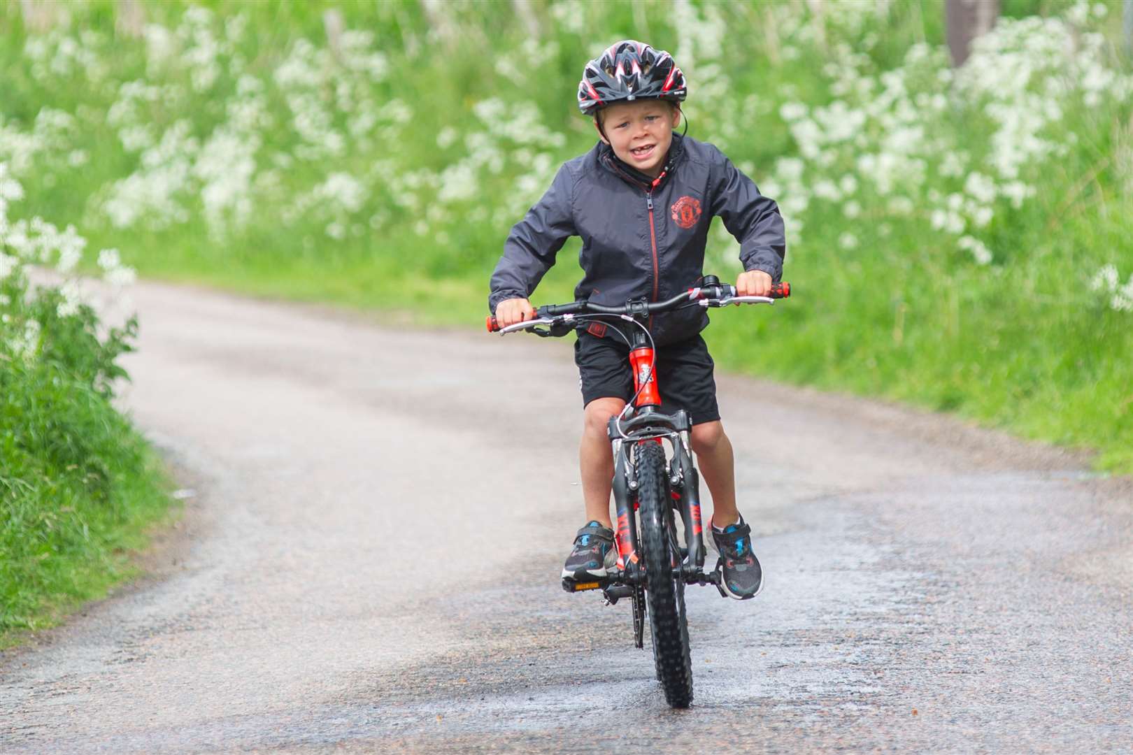 Six-year-old Lewis Mackay, from Keith, upped his target to 200 miles last week in his bid to boost Breast Cancer Now. Picture: Daniel Forsyth.