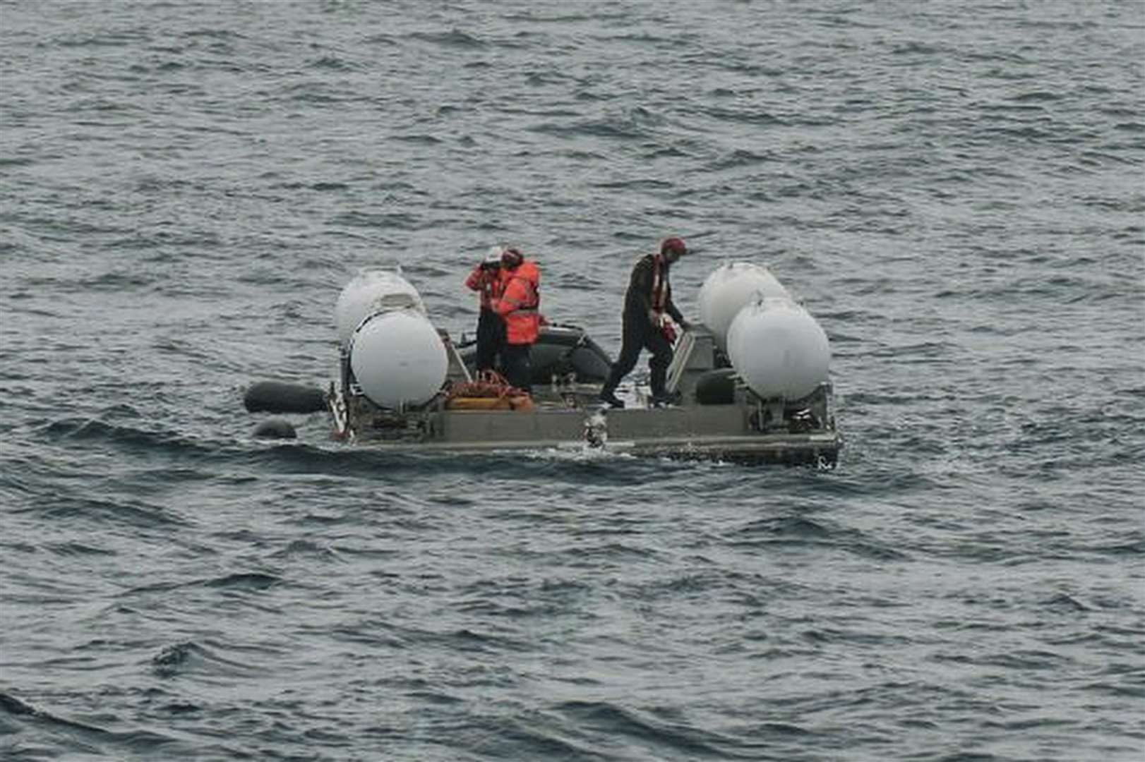The submersible Titan is prepared for a dive into a remote area of the Atlantic Ocean (Action Aviation/AP)