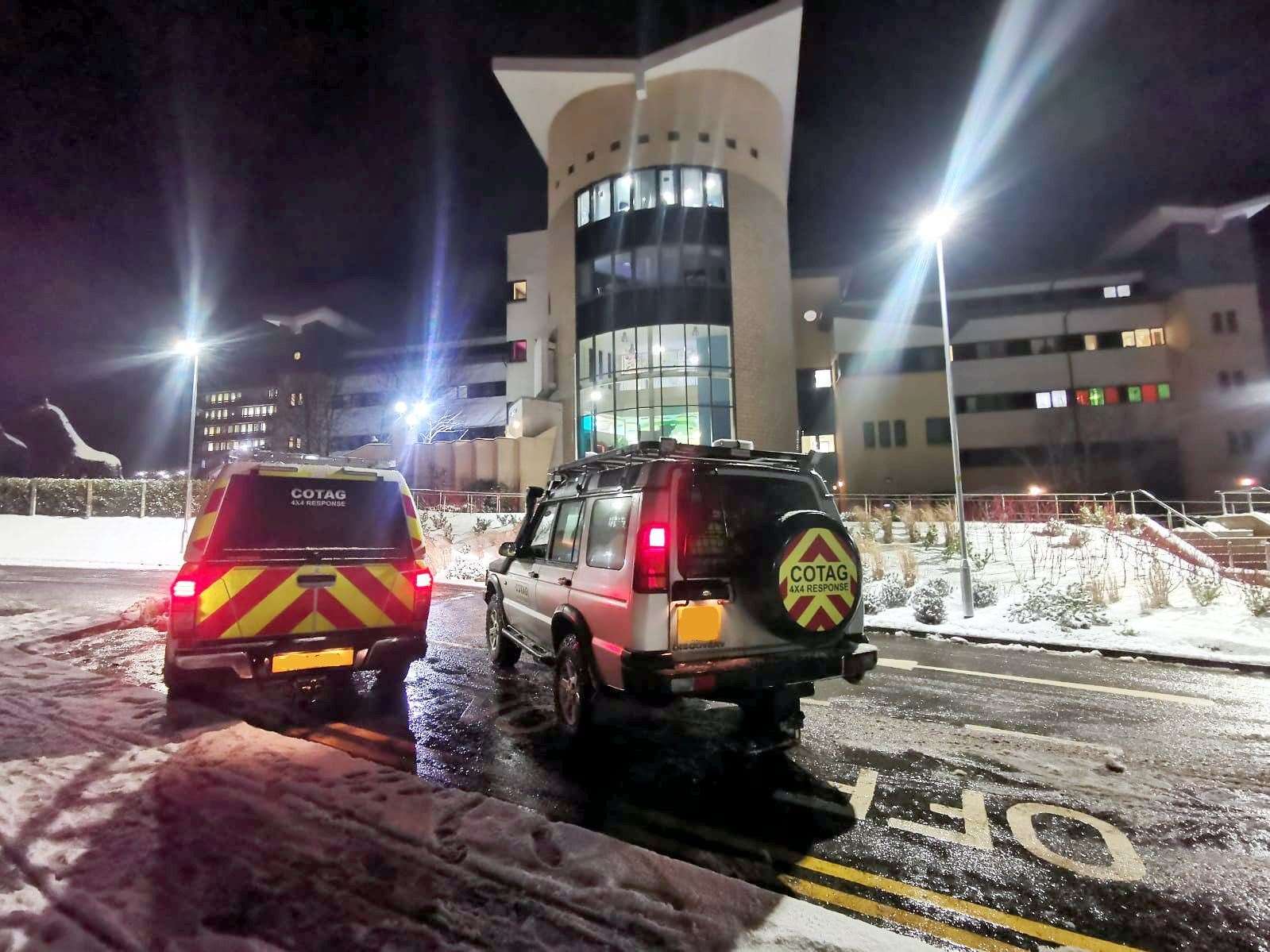 COTAG 4x4 Response has been transporting key NHS personnel to and from both Aberdeen Royal Infirmary and Dr Gray’s Hospital in Elgin.