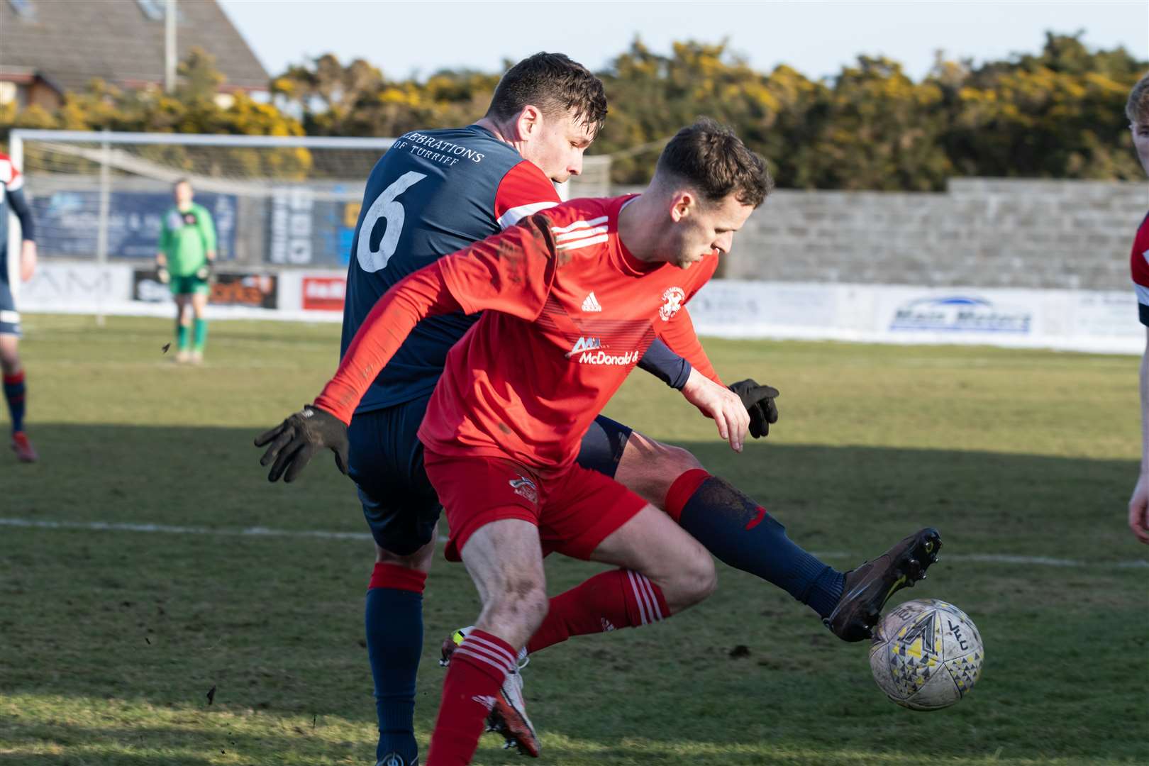 Ryan Farquhar netted twice for Lossiemouth. Picture: Beth Taylor.