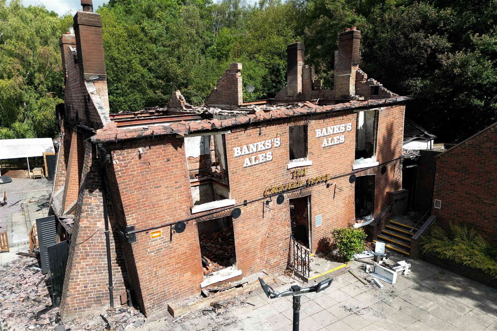 The outer walls of the pub remained intact after the blaze (Jacob King/PA)