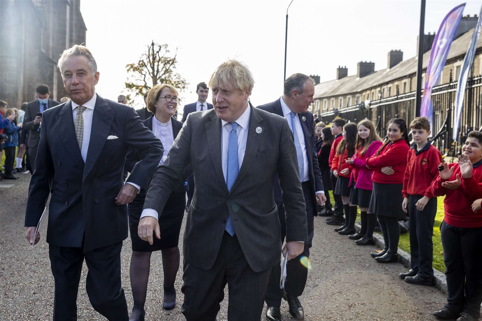 Prime Minister Boris Johnson (centre) attends a service to mark the centenary of Northern Ireland at St Patrick’s Cathedral in Armagh (Liam McBurney/PA)