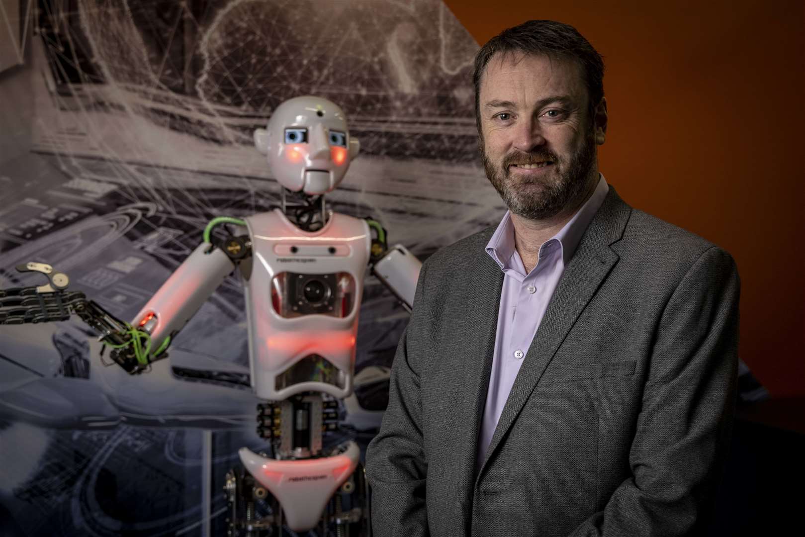 Bryan Snelling with RoboThespian, one of the most popular exhibits at Aberdeen Science Centre.
