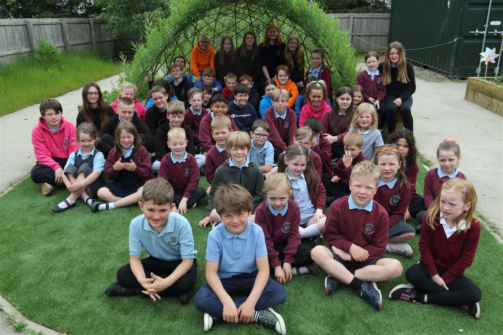 Pupils from P2 and P7 welcomed the addition to the school