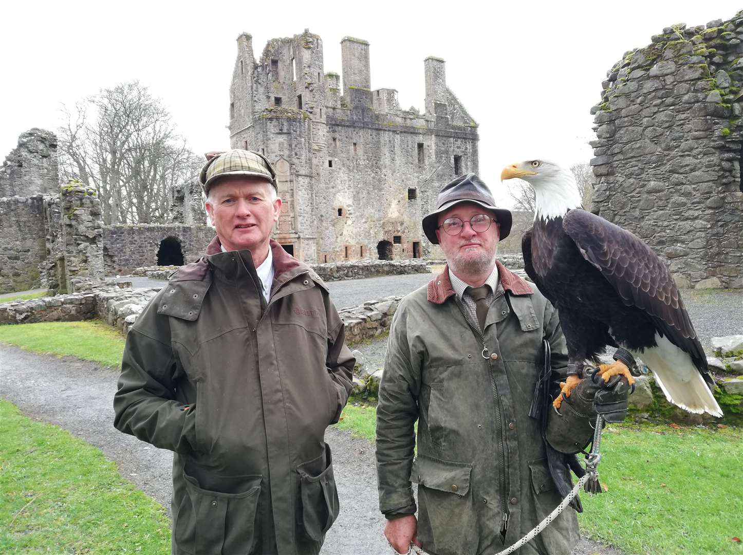 Kurt Kageler and John Barrie from the Huntly Falconry Centre.