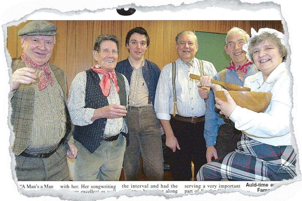 Joe Aitken (second from right) at the 2004 Bothy Ballads Champion of Champions at Elgin Town Hall...Picture: Northern Scot Archive