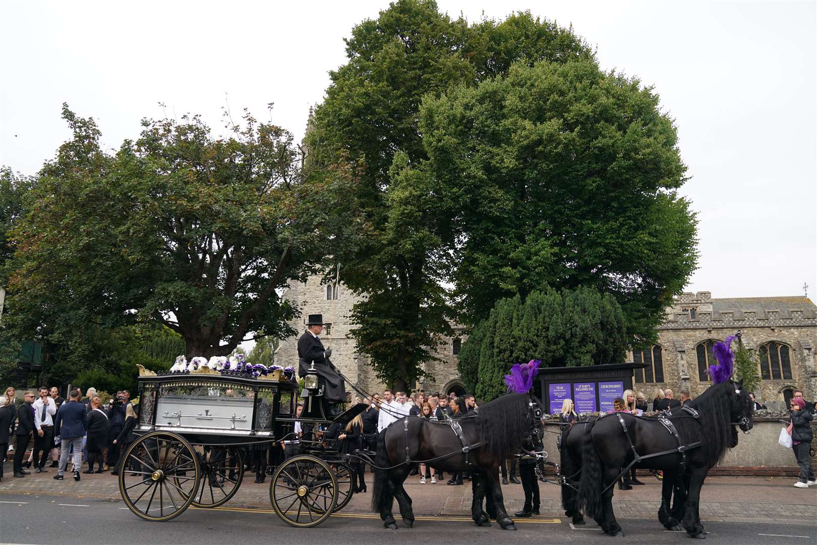 The coffin is taken from St Mary’s Church after Archie’s funeral (Joe Giddens/ PA)