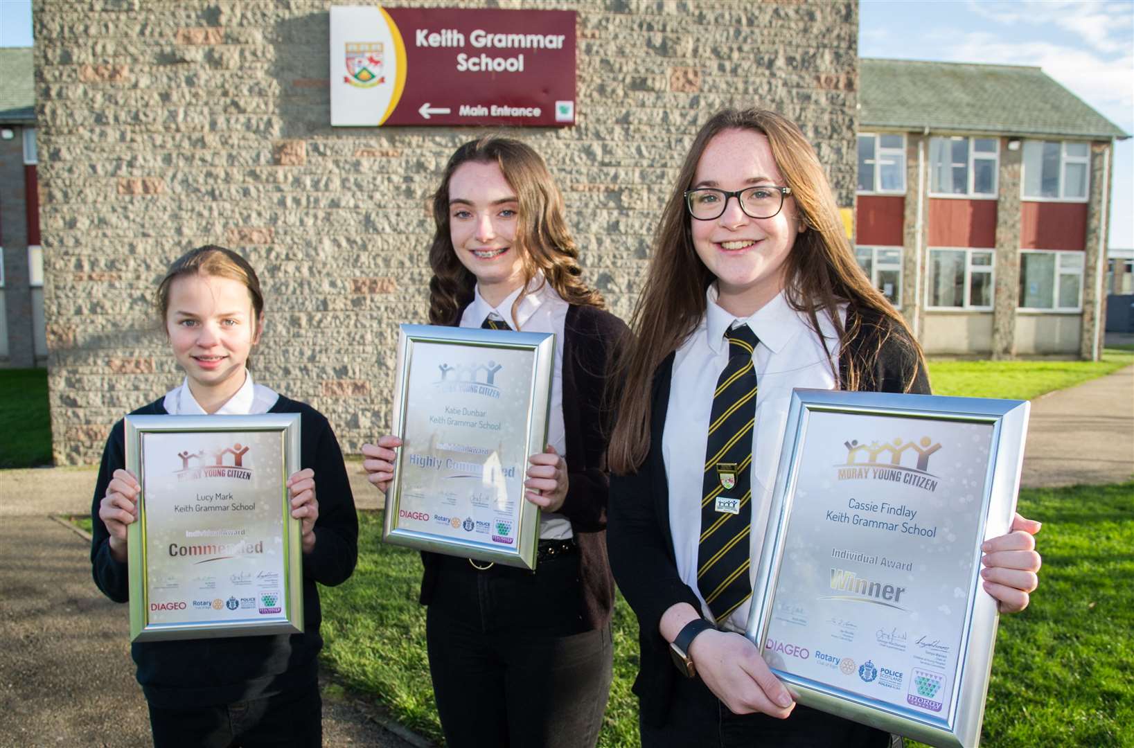 Keith Grammar schools pupils Lucy Mark, Katie Dunbar and Cassie Findlay won awards at Moray Young Citizens of The Year...Picture: Becky Saunderson..