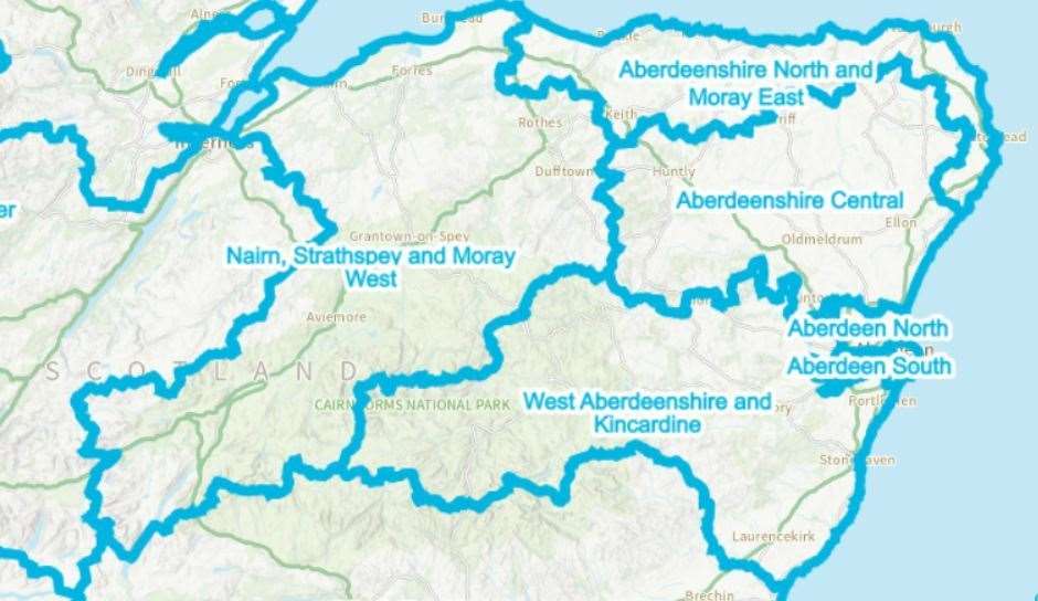 Moray is now split into two new constituences - Aberdeenshire North and Moray East and Nairn, Strathspey and Moray West.