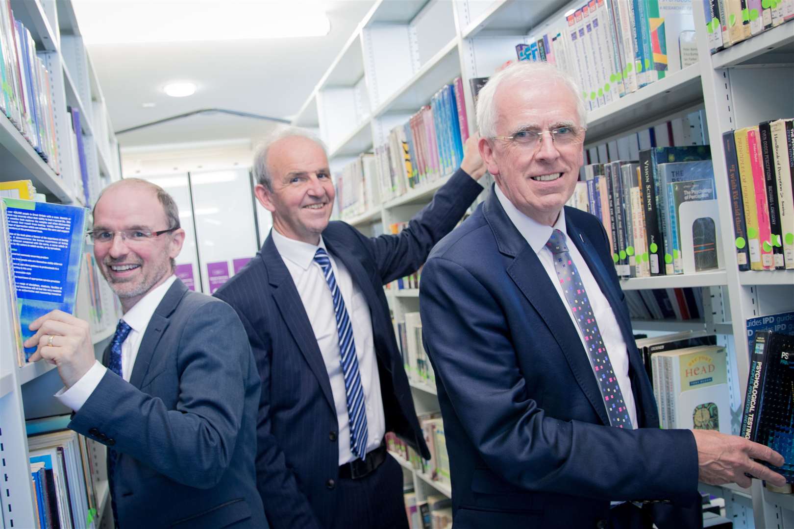 RGU's Chris Moule, Professor John Harper and Aberdeenshire Council leader Jim Gifford at the launch of the library network.