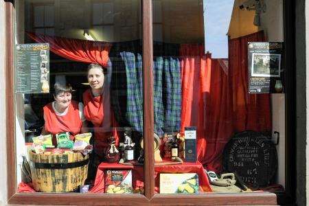 June Simpson and Leanne McHardy in the window of the Deli Shop. Photo by Lyn MacDonald.