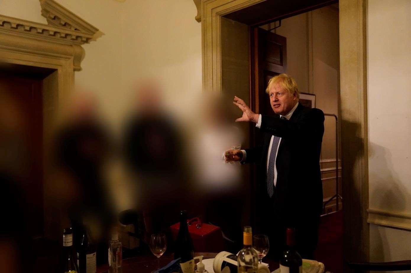 Boris Johnson pictured at a gathering in 10 Downing Street during lockdown (Sue Gray Report/Cabinet Office/PA)