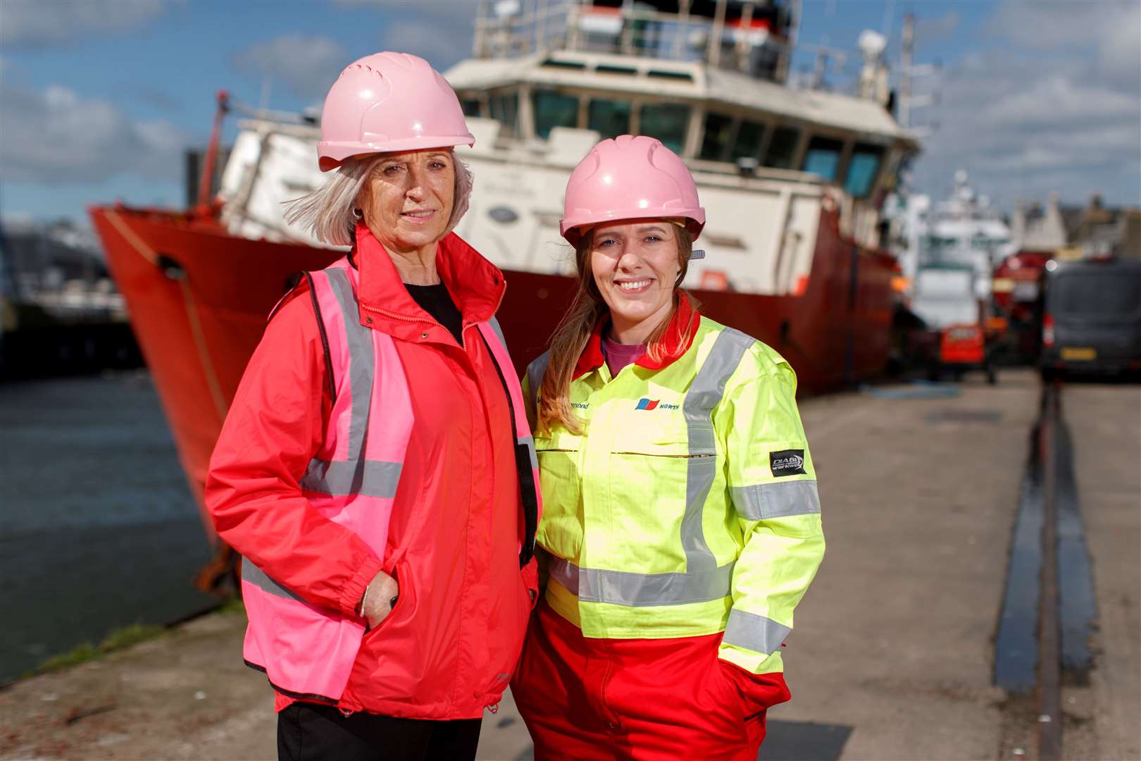 Anne Mears and Victoria Diamond onboard the vessel the Grampian Conqueror. Photo by Ross Johnston/Newsline Media