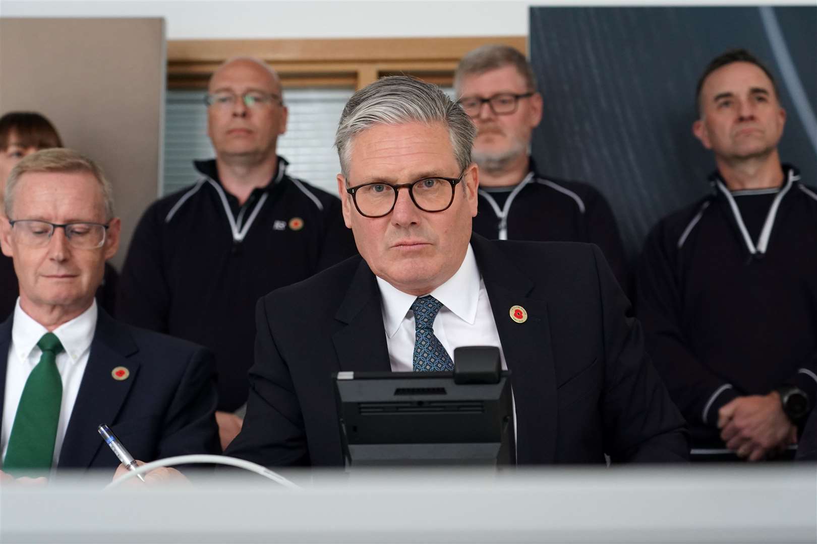 Prime Minister Sir Keir Starmer speaks on the phone to US President Donald Trump during a visit to the West Midlands (Alberto Pezzali/PA)