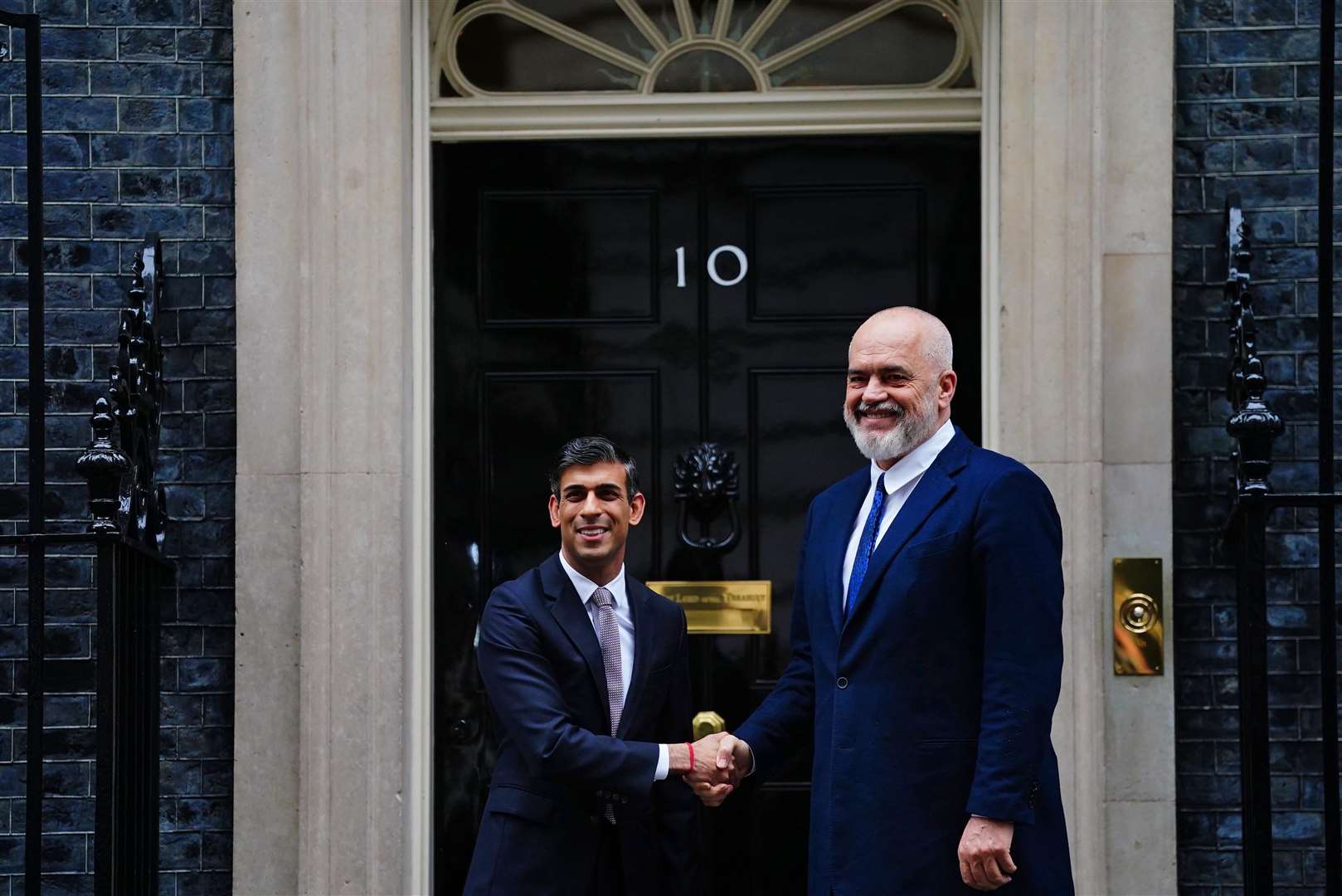 Prime Minister Rishi Sunak (left) welcomes the Albanian Prime Minister Edi Rama to 10 Downing Street (Victoria Jones/PA)