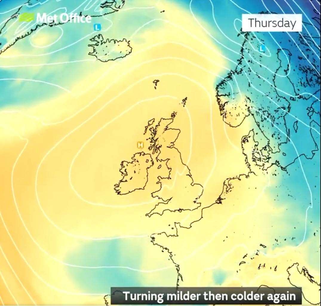 High pressure is expected over the country by Thursday