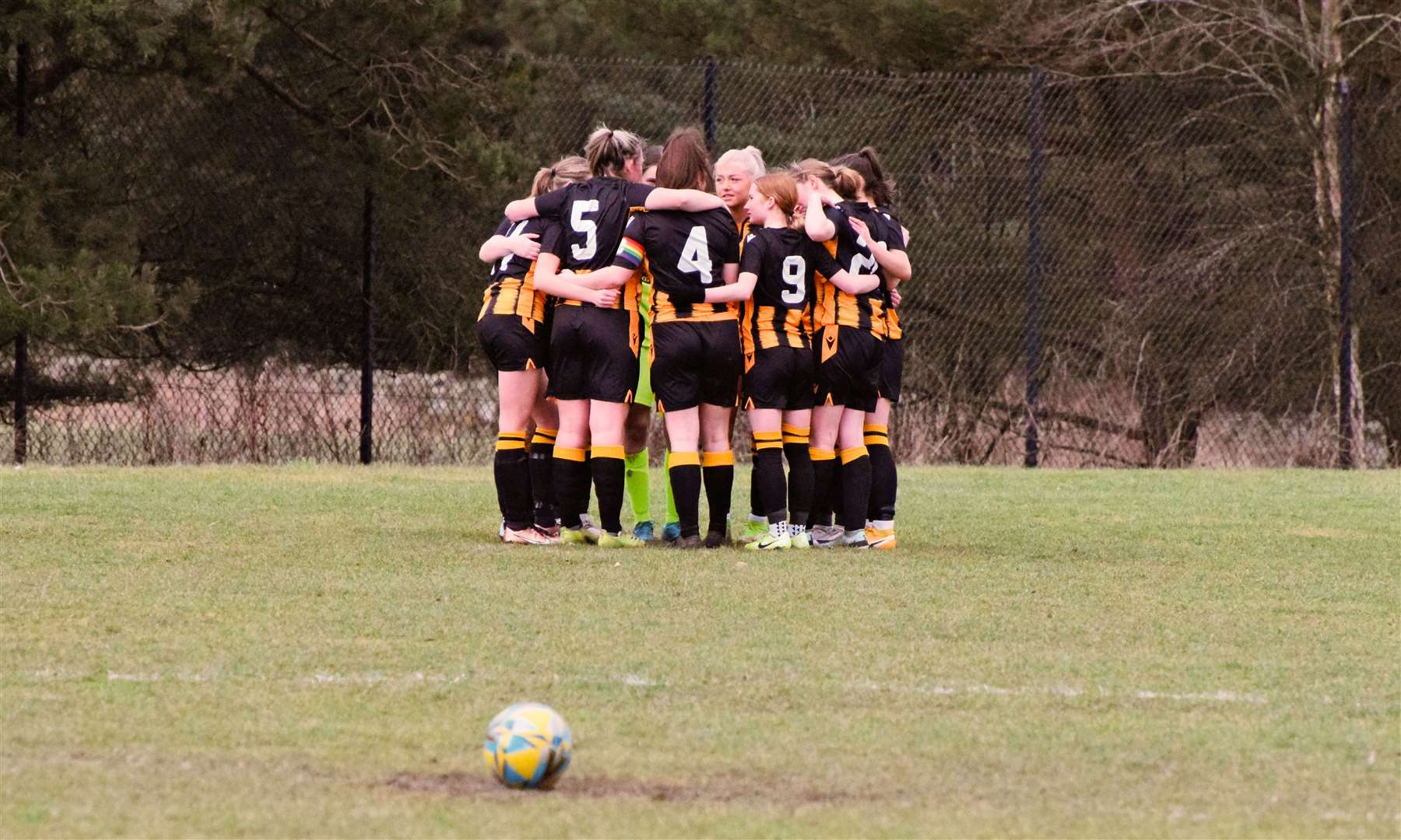 Huntly Women huddle together ahead of their match with Westdyke Thistle. Picture: David Henderson