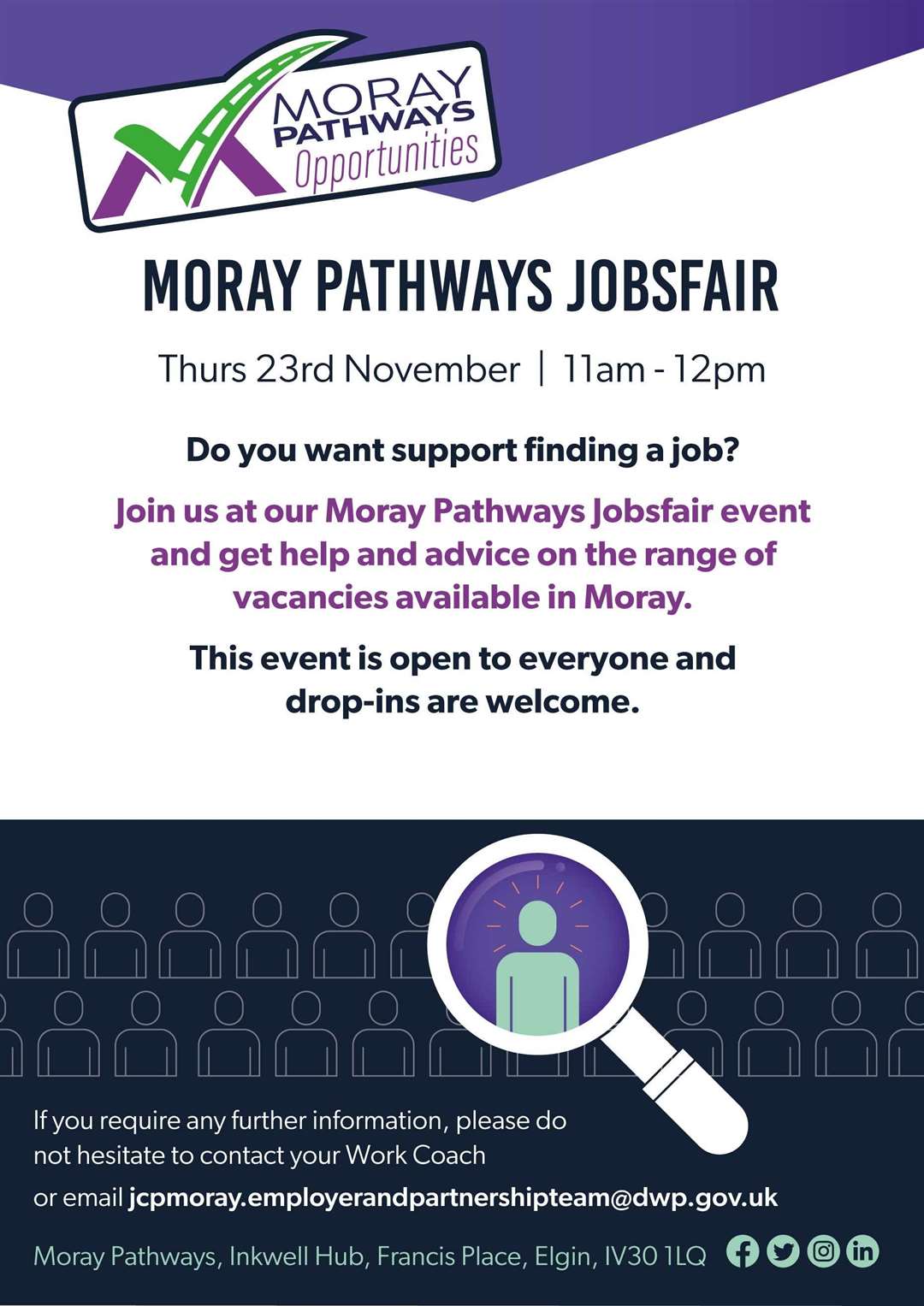 The latest Moray Pathways Marketplace event is due to be held on November 23.