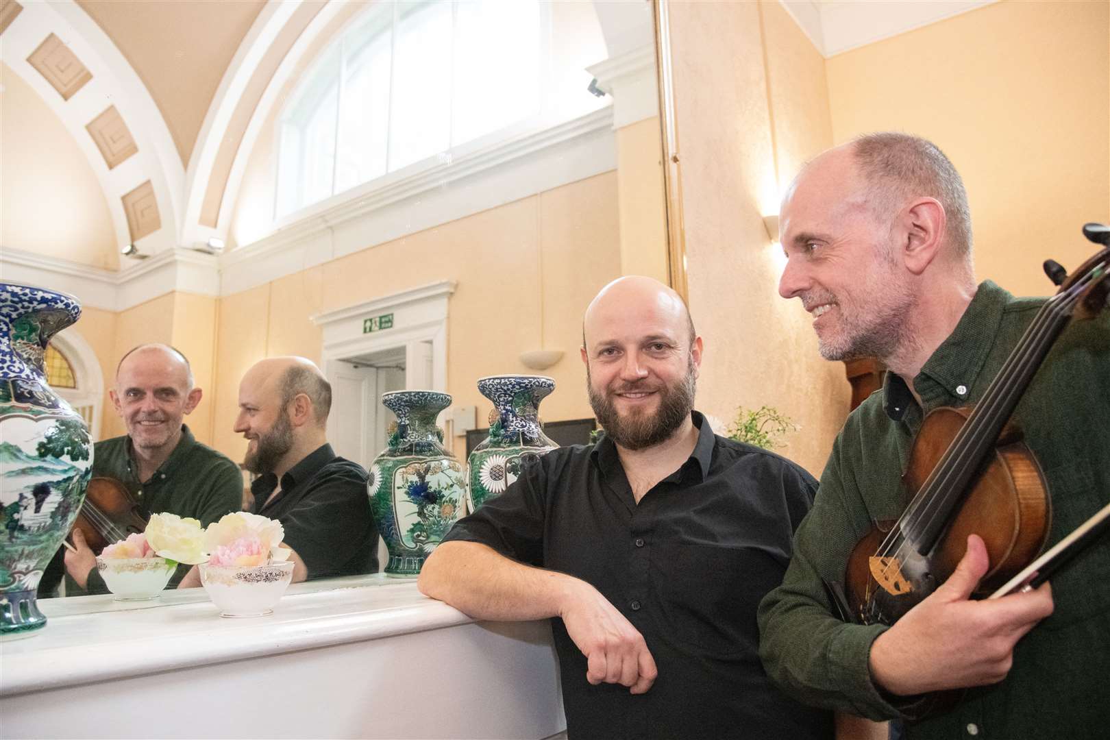 Hamish Napier (left) and Duncan Chisholm reflect on being part of the Remembering Together Moray project at Anderson's care home in Elgin. Picture: Daniel Forsyth