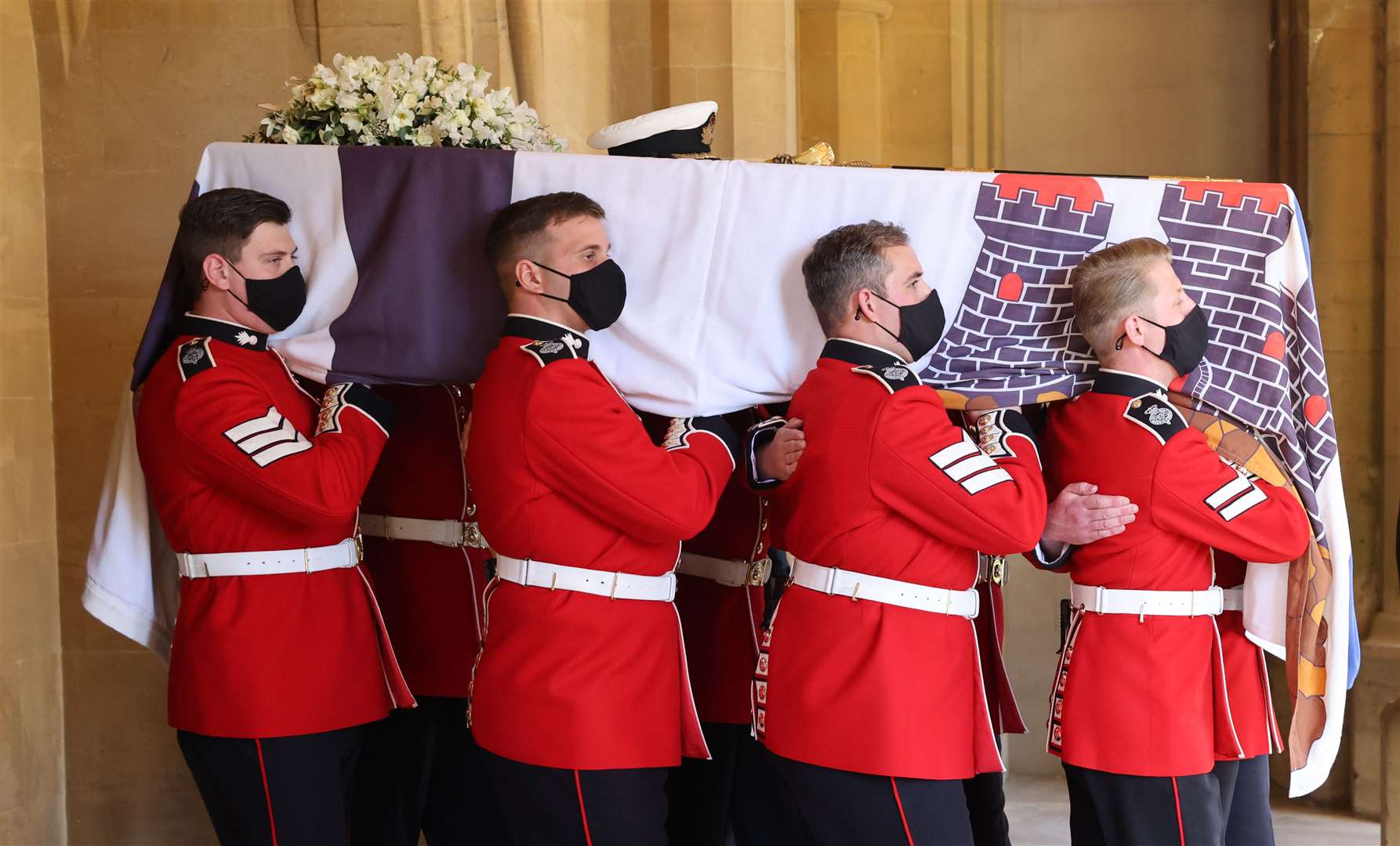 The Duke of Edinburgh’s coffin is carried into the chapel (Chris Jackson/PA)