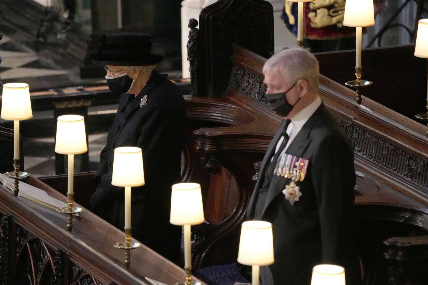 The Queen sat two seats away from the Duke of York during the funeral (Yui Mok/PA)
