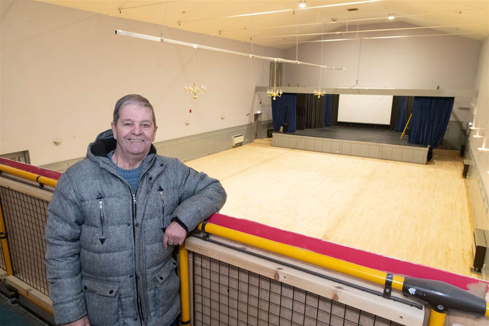 Hall volunteer Gordon Cowie inside the new refurbished main room at the Fisherman's Hall in Buckie. Picture: Beth Taylor