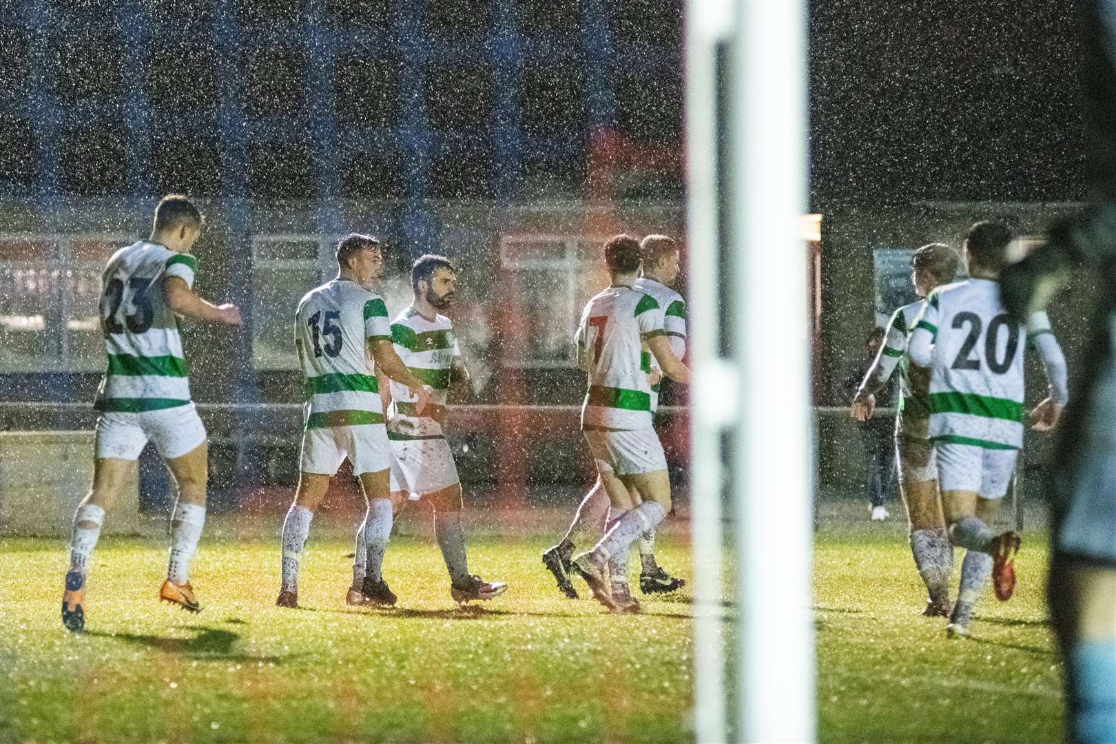 Celebrations in the rain for Buckie Thistle. Picture: Daniel Forsyth..
