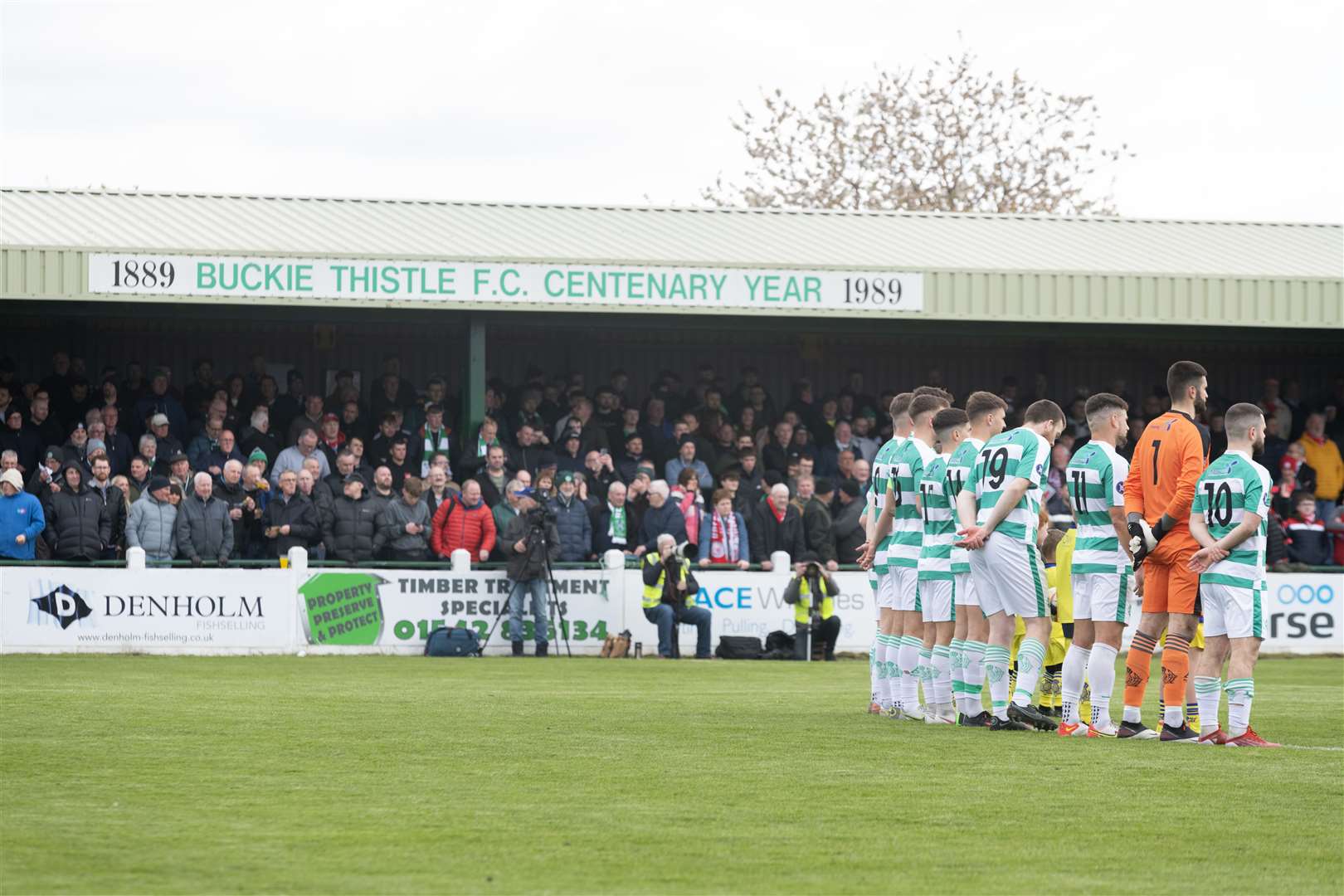 Buckie Thistle before kick-off...Buckie Thistle F.C. v Brechin City F.C. Highland League Final at Victoria Park. ..Picture: Beth Taylor.