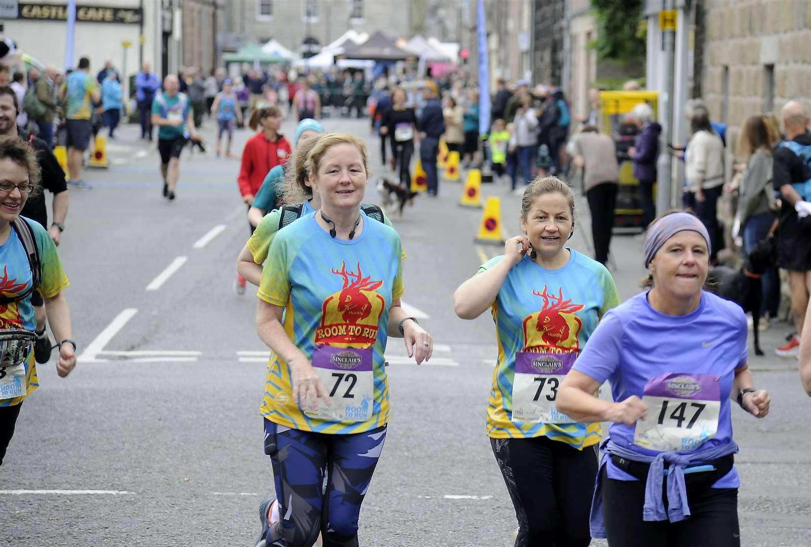 Judi Forsyth, Lisa Forsyth and Jan McNeillie at the start of the half marathon.