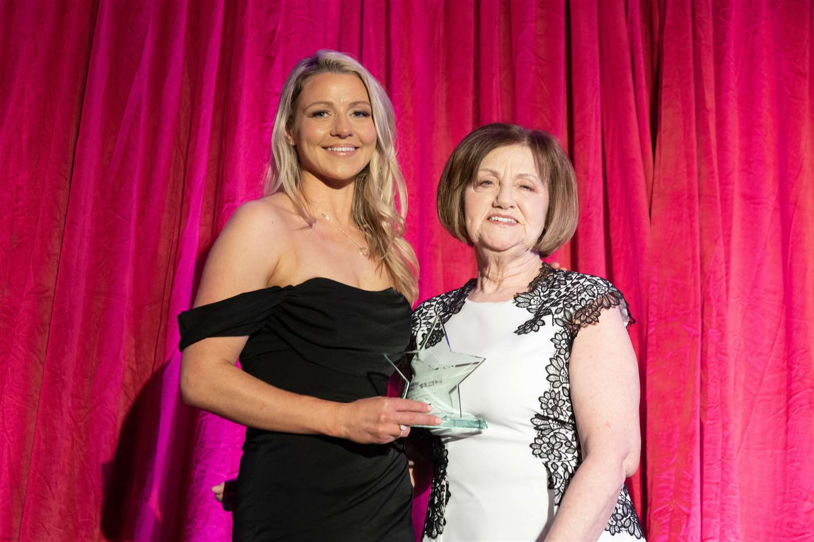 Jenna Ogg (left) was awarded Secondary Teacher of the Year in 2023. She's pictured here with Marion Martin of Associated Seafoods. Photo: Beth Taylor.