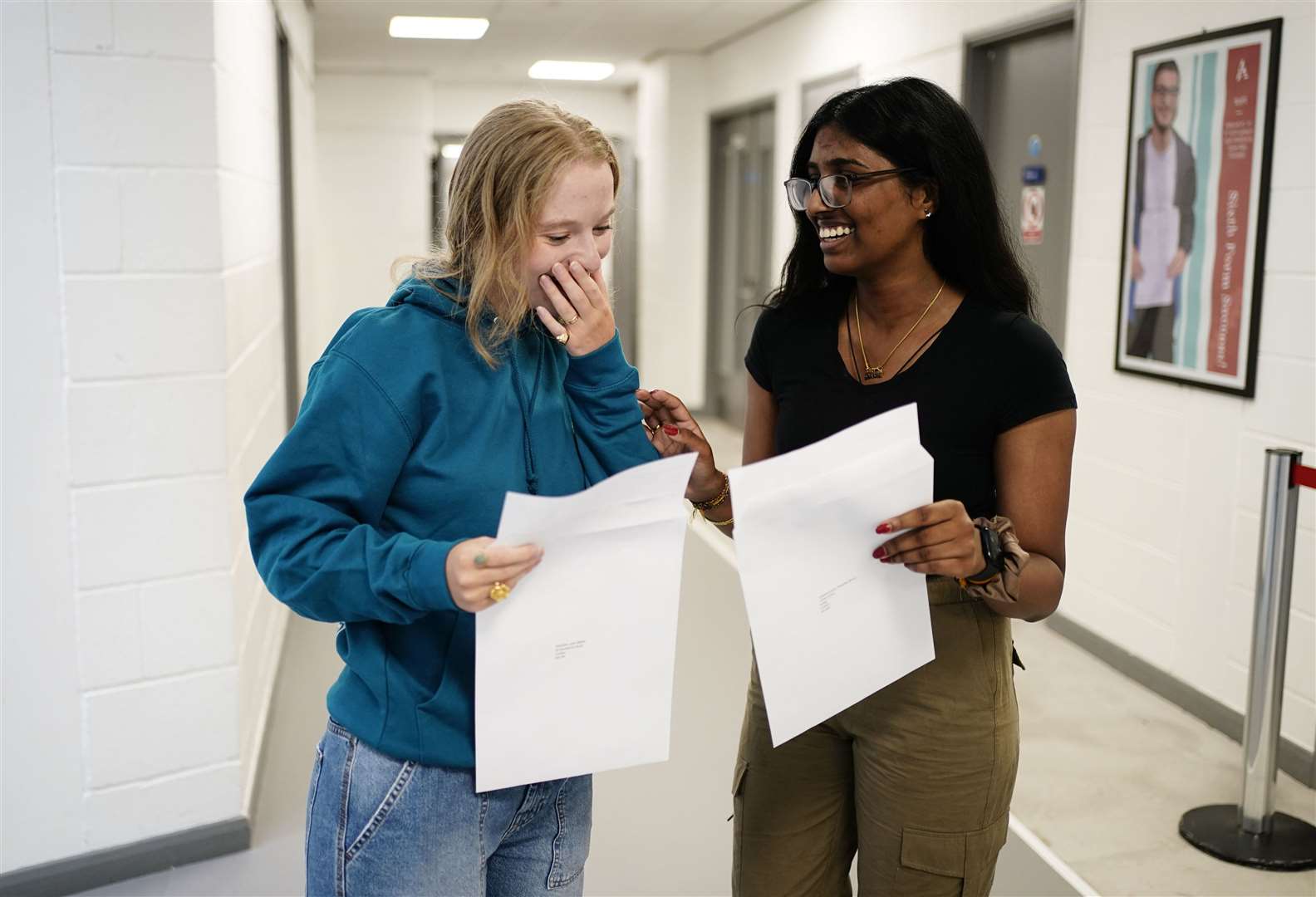 Julia and Vijayakemaran both looked happy at Ark Acton Academy in Acton, west London (Aaron Chown/PA)