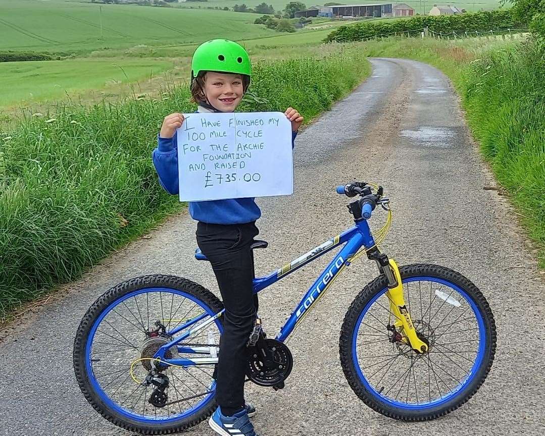 Fionnalgh MacDonald raised £735 for The Archie Foundation by cycling 100 miles.