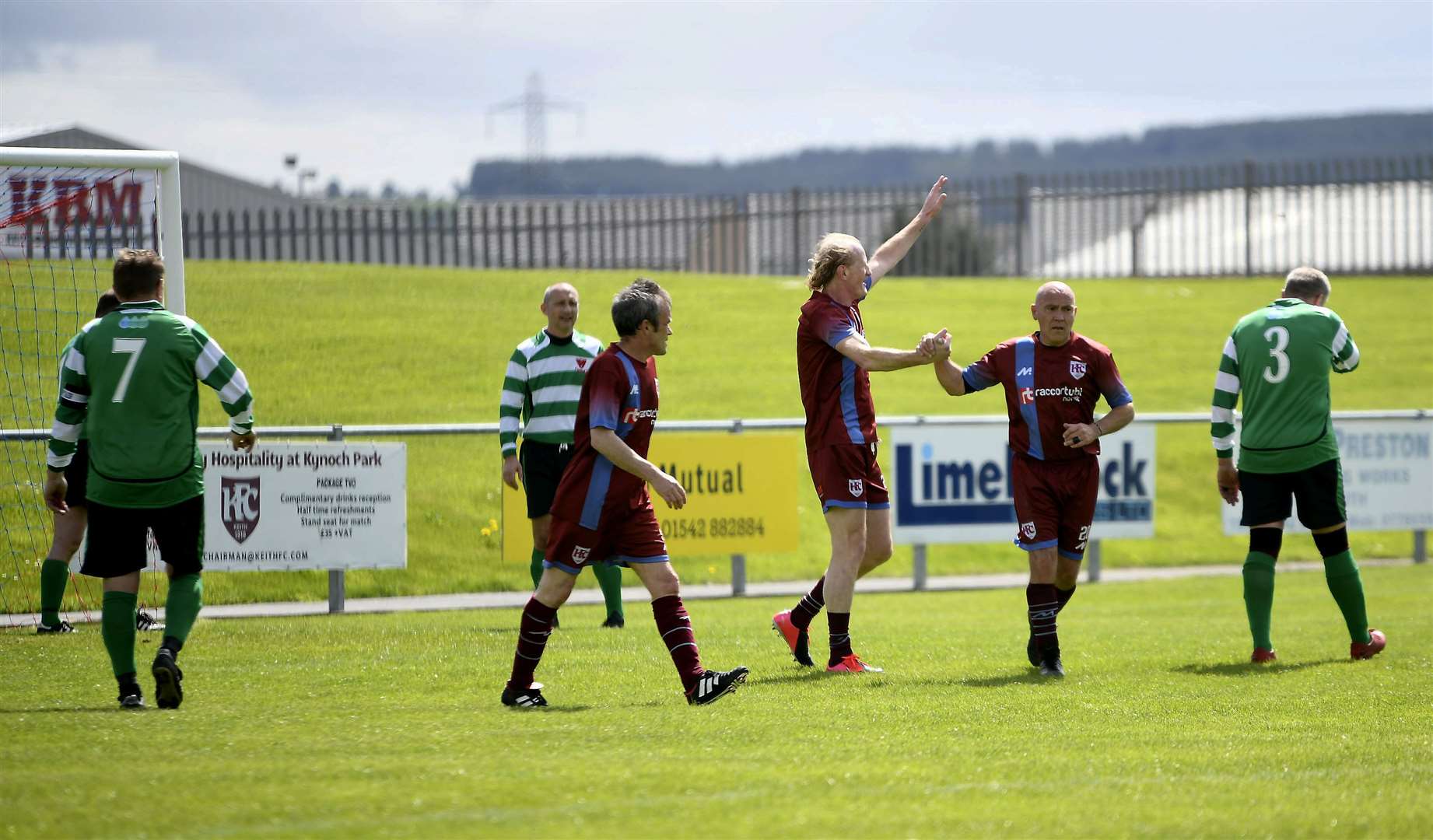 Celebration time for former Scotland captain Colin Hendry after his goal on home Keith soil. Picture: Becky Saunderson..