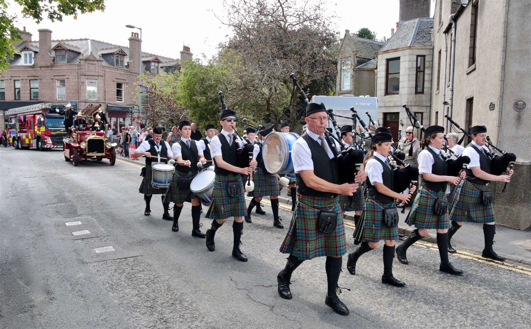 The parade was lead by members of Ellon Pipe Band. Picture: Phil Harman