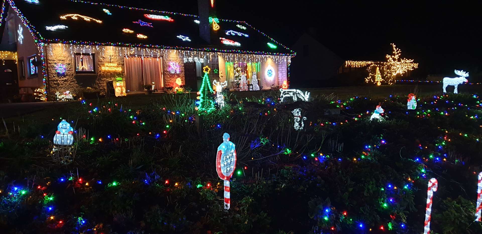 Callum Stuart's festive illuminations lighting up his house last year.