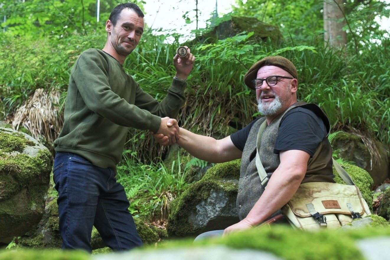 Michael Barron (left) met with Dr Jonathan Bones to be filmed for the FaerieGold episodes.