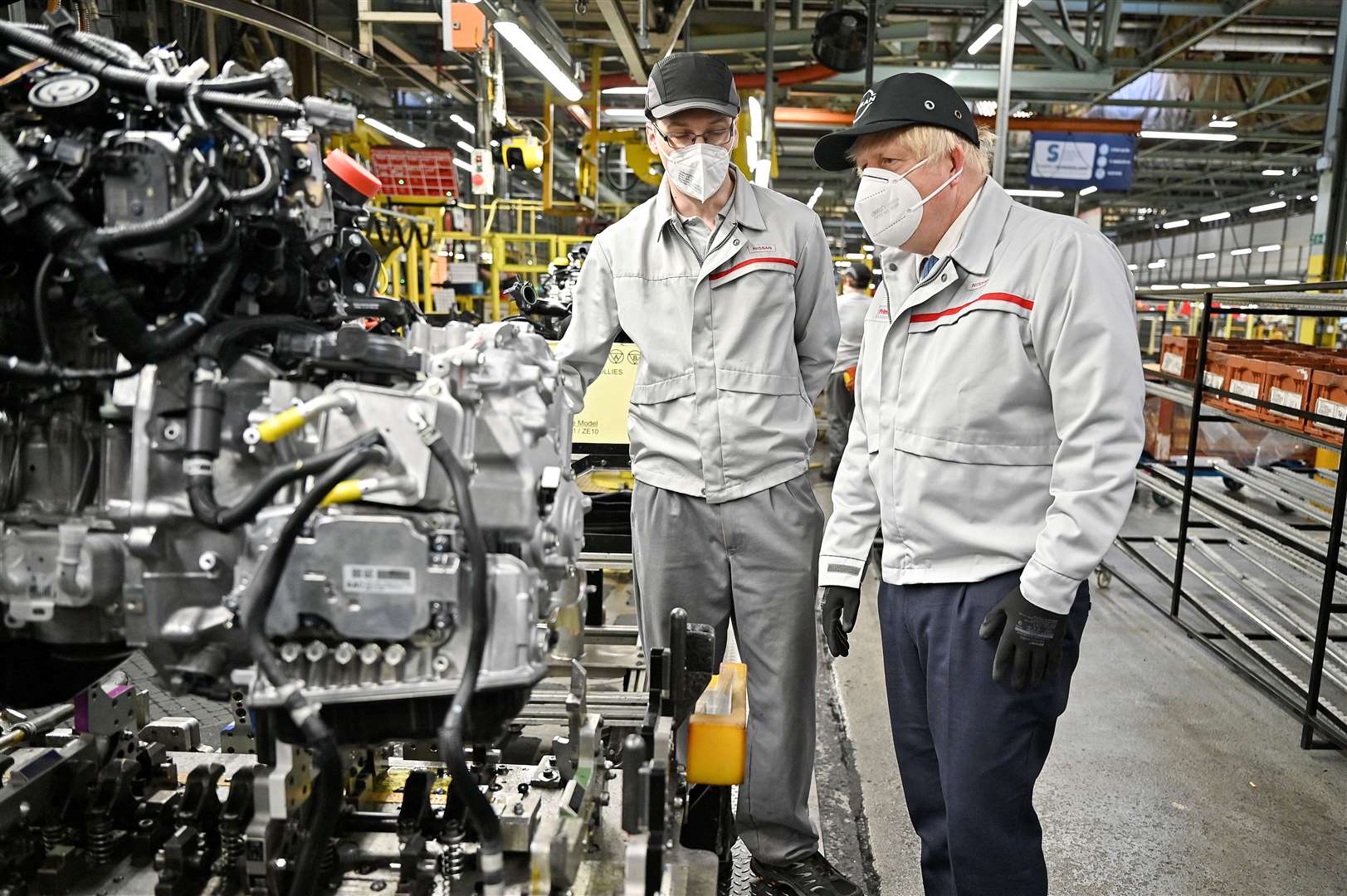 Prime Minister Boris Johnson during his visit to Nissan plant in Sunderland (Jeff J Mitchell/PA)