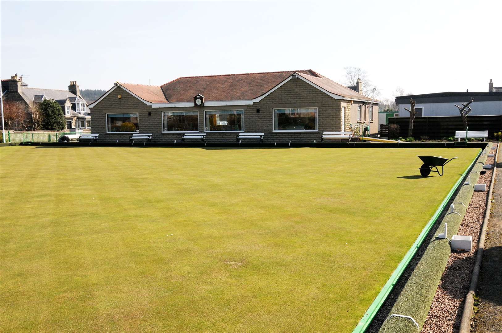 members are finally back on the green at Huntly Bowling Club.