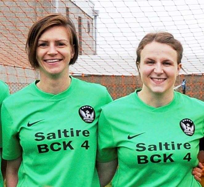 Buckie Ladies scorers Gemma Geddes (left) and Rebecca McMillan.