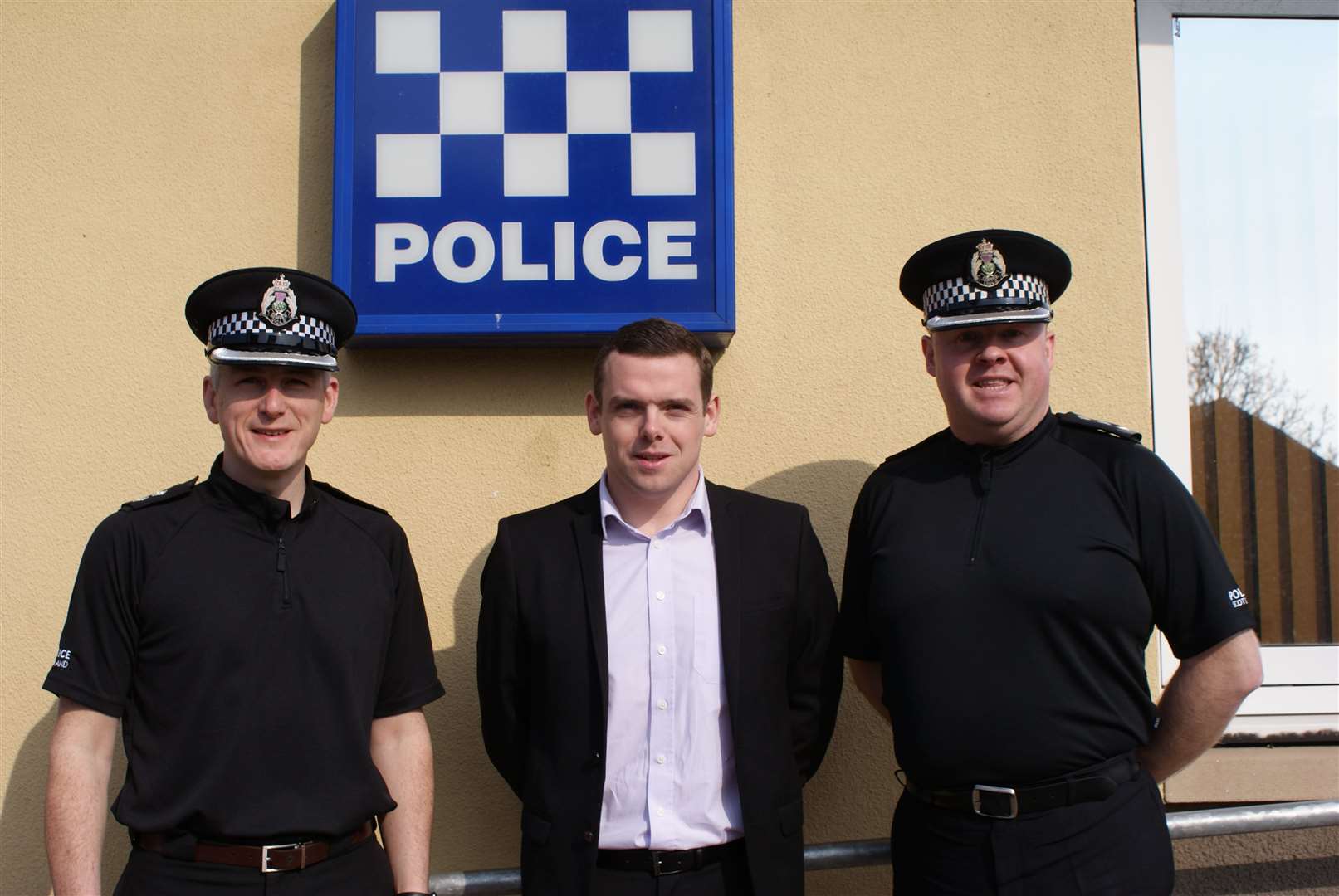 Attached is a photo with (From L to R) Inspector Norman Stevenson, Douglas Ross MP and Chief Inspector Murray Main.