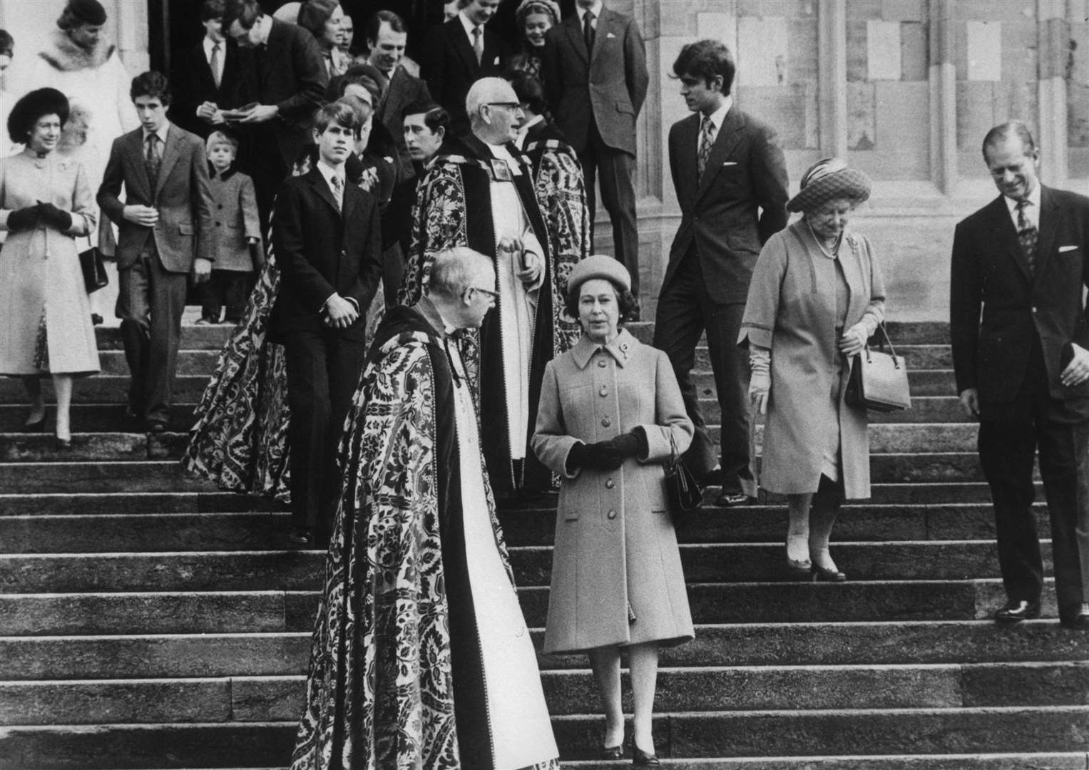 The Queen and other members of the royal family leave St George’s Chapel on Christmas Day in 1978 (PA)