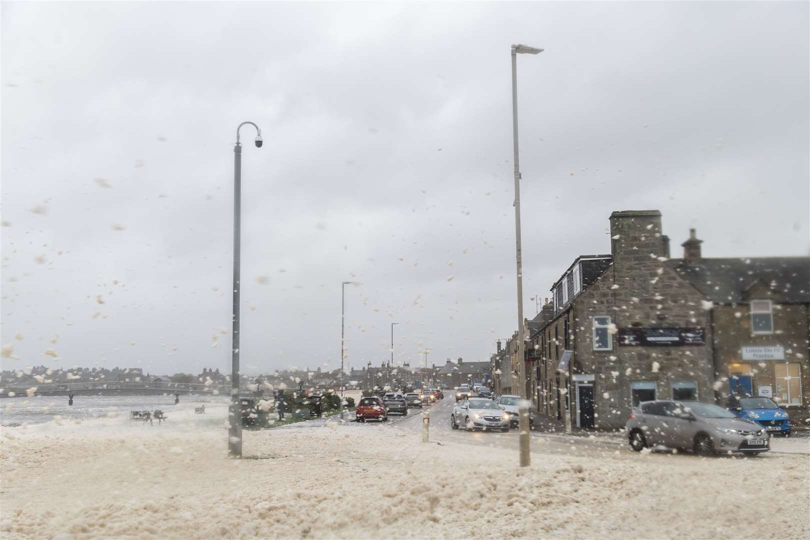 Storm Babet affecting the esplanade at Lossiemouth...Picture: Beth Taylor.
