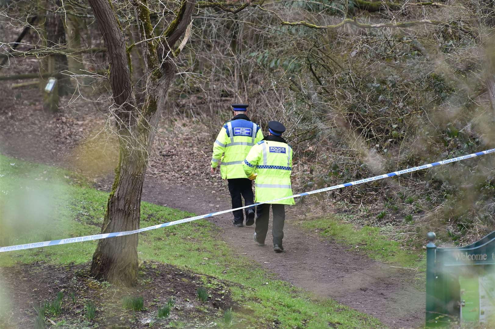 Police community support officers at the scene in Culcheth Linear Park (Peter Powell/PA)