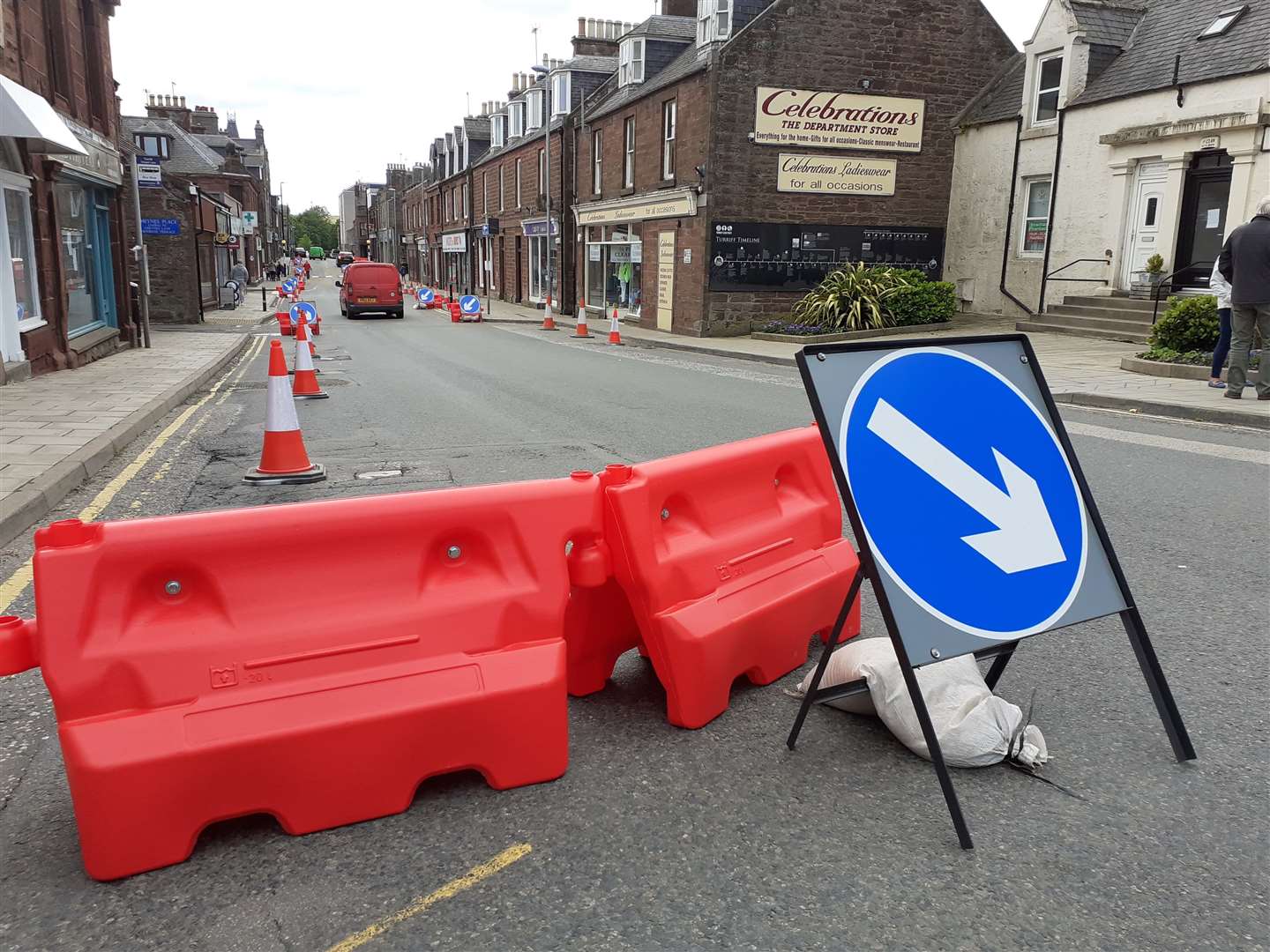 Parking and one way restructions were introduced on Turriff's Main Street.