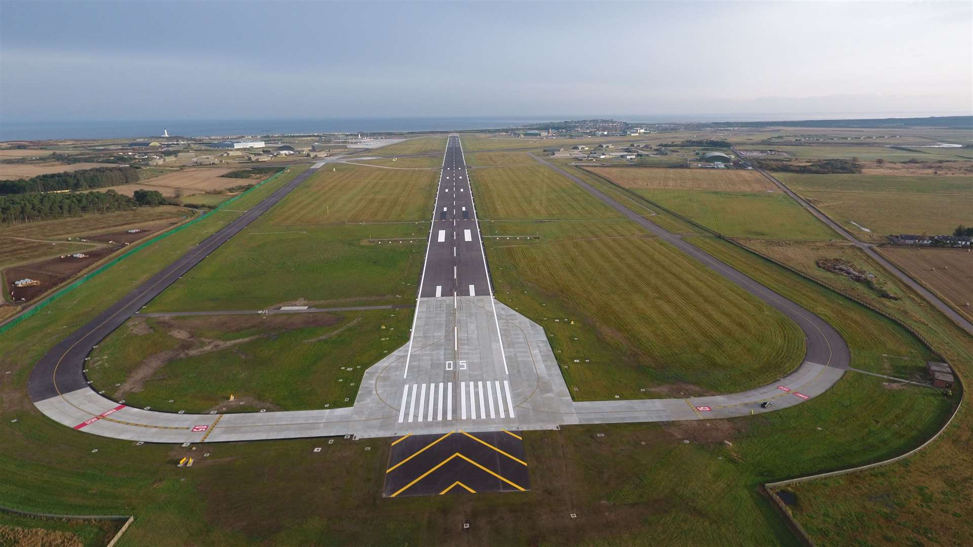 An aerial view of the resurfaced runway at RAF Lossiemouth. Picture: Crown Copyright, 2020.