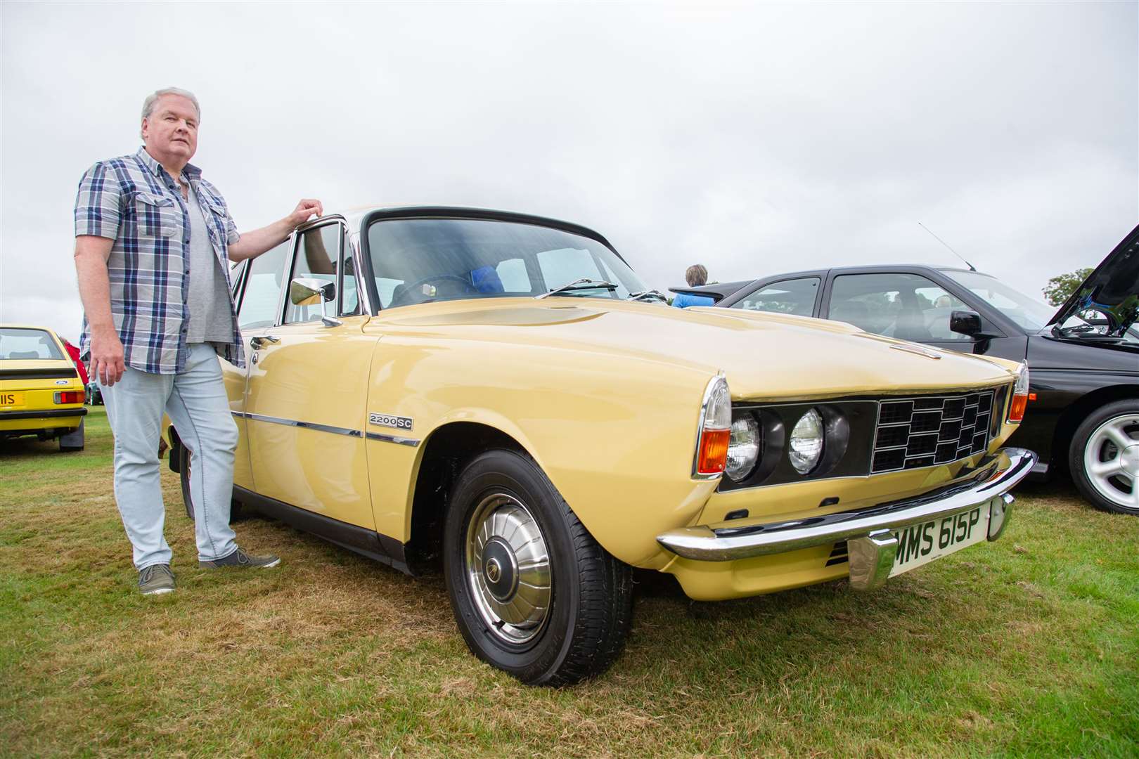 James Stewart from Findochty alongside his Rover 2200SC. ..2021 Buckie Classic Car Show at Linzee Gordon Park, Buckie...Picture: Daniel Forsyth..