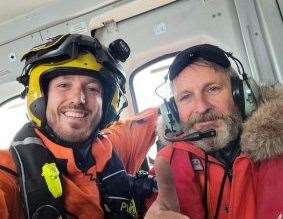 Safely on board the Stornoway Coastguard search and rescue helicopter. Picture: HM Coastguard Stornoway