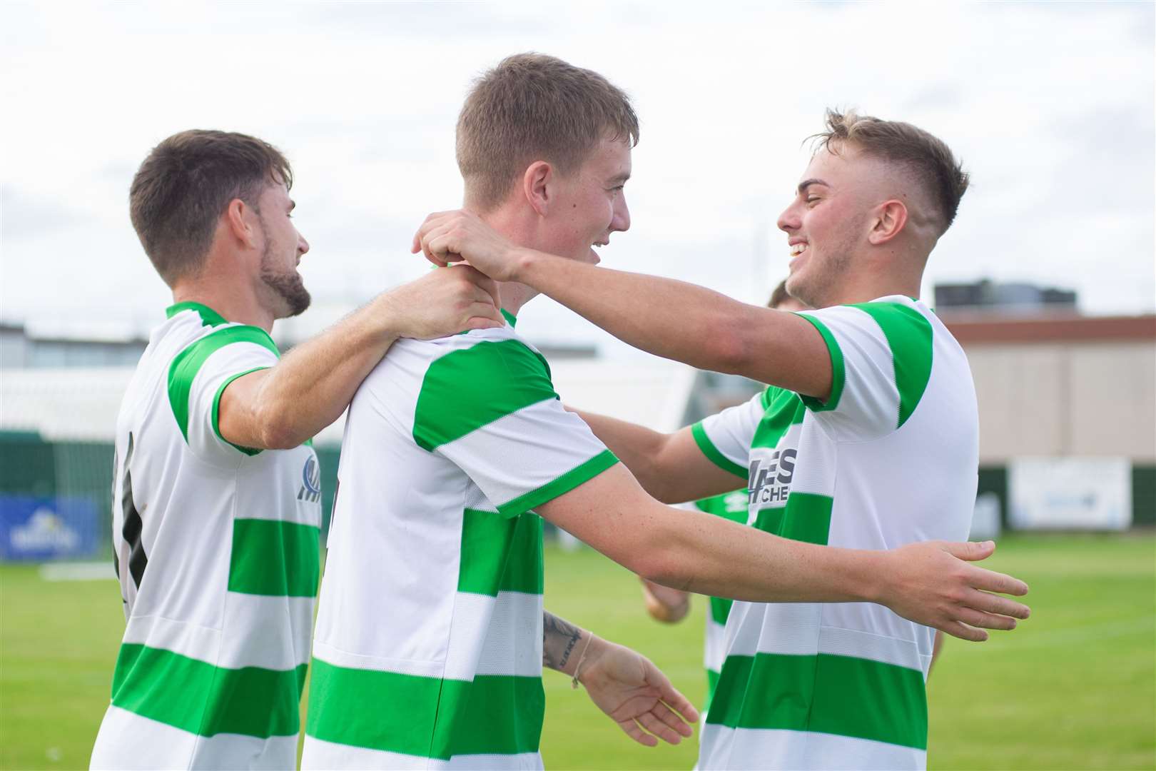Kyle MacLeod (centre) scored a Buckie Thistle hat-trick. Picture: Daniel Forsyth..