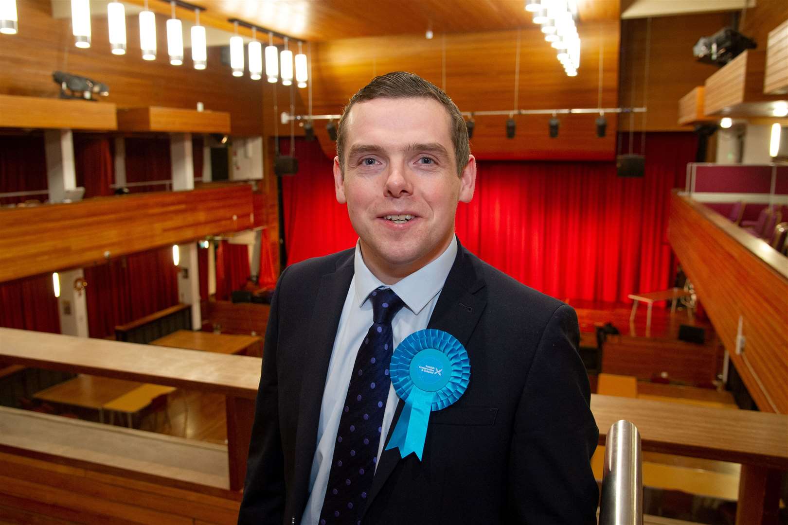 Douglas Ross in Elgin Town Hall during election night last year
